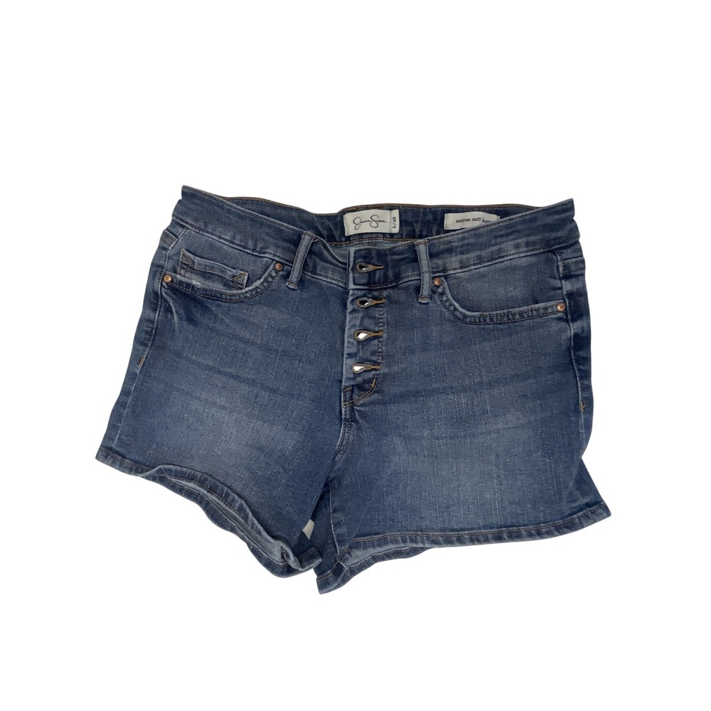 Jessica Simpson Midrise Cuff‎ Denim Women's Shorts Blue Button Fly Size 6/28